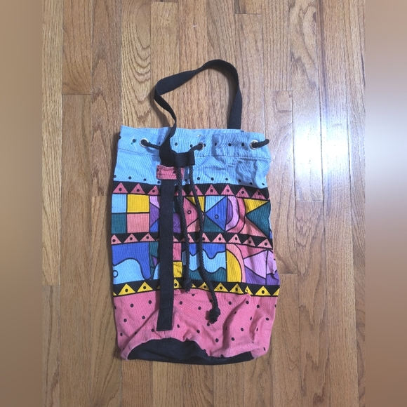 Vintage Spiegel drawstring canvas bag, H 18" x L 13" - Picture 1 of 14